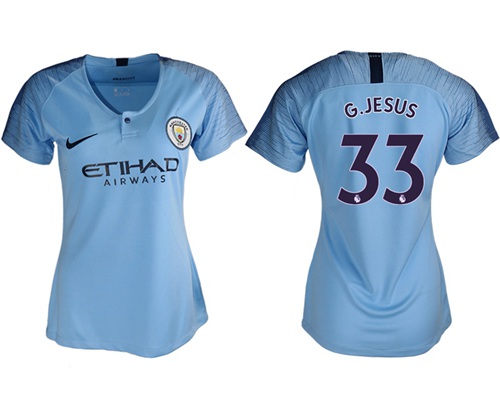 Women's Manchester City #33 G.Jesus Home Soccer Club Jersey